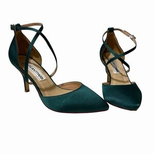 Elegant Park Dark Green Satin Heels Size‎ 8.5 Pointed Elegant Formal